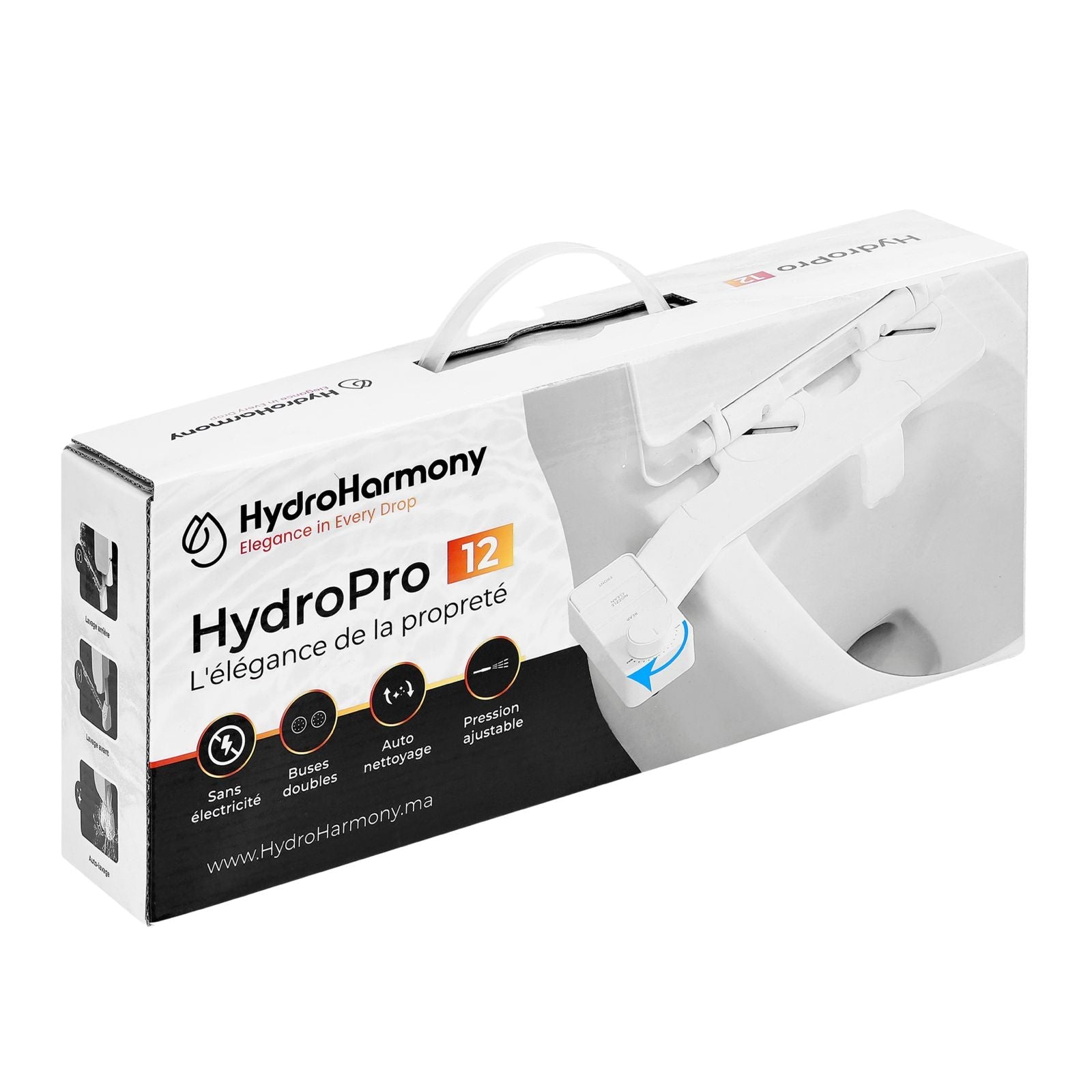 Bideu mecanic HydroPro - 12™ pentru WC – Toaletă japoneză modernă fără electricitate - HydroHarmony Romania
